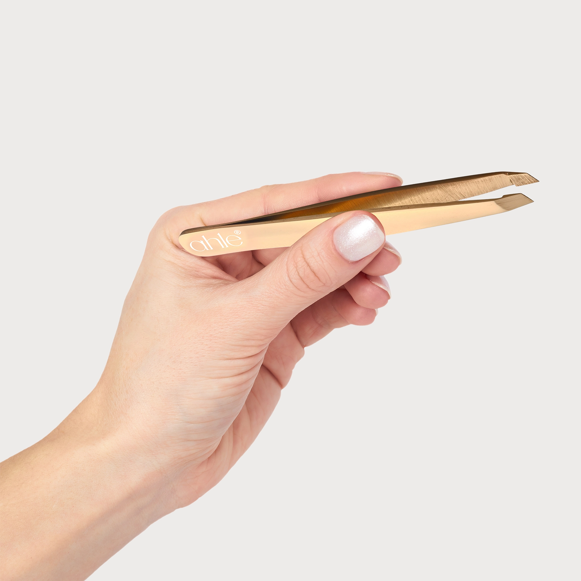Close-up of tweezer set slant tips aligning perfectly for maximum precision