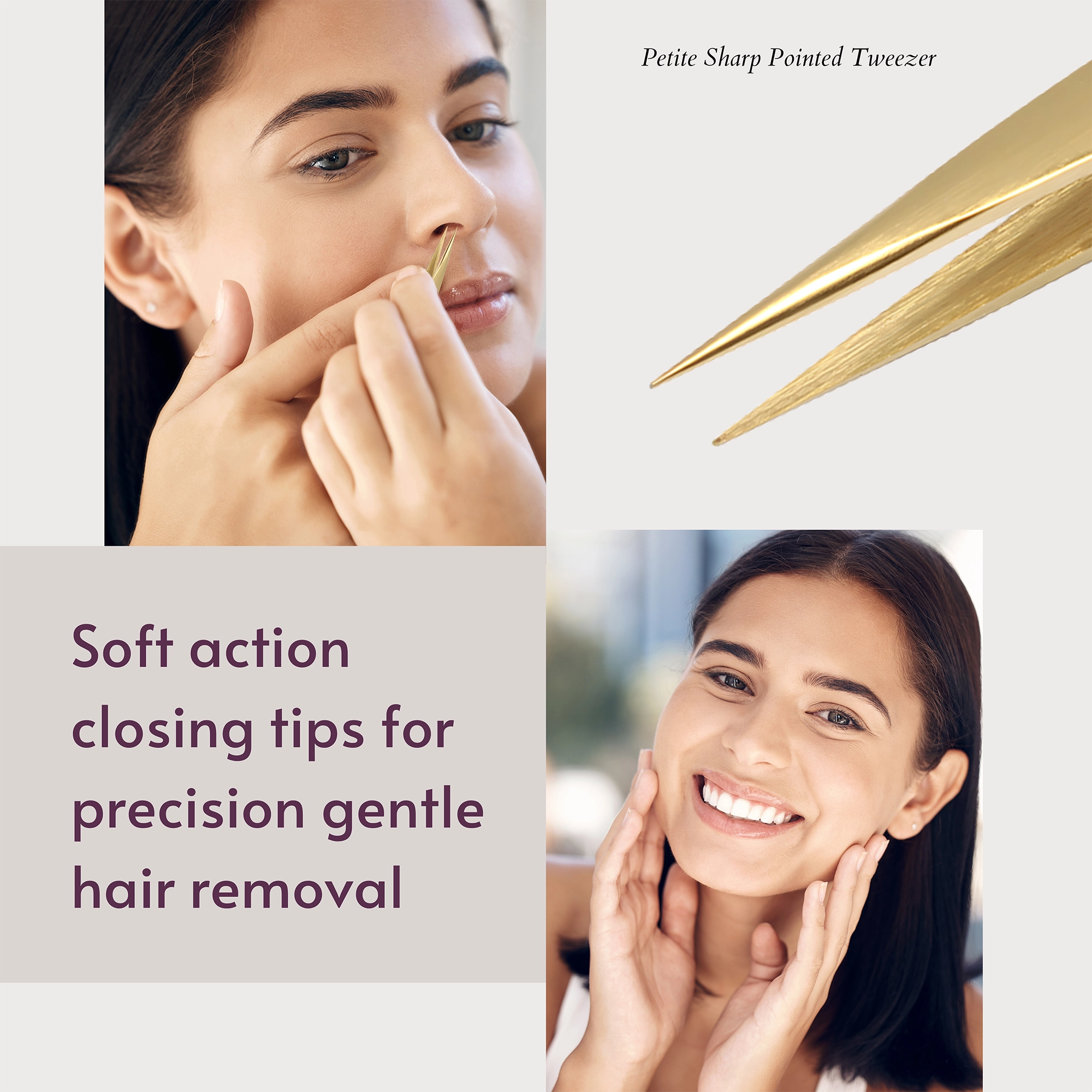 Pointed tip tweezer for accurate hair removal for facial hair and nose hair