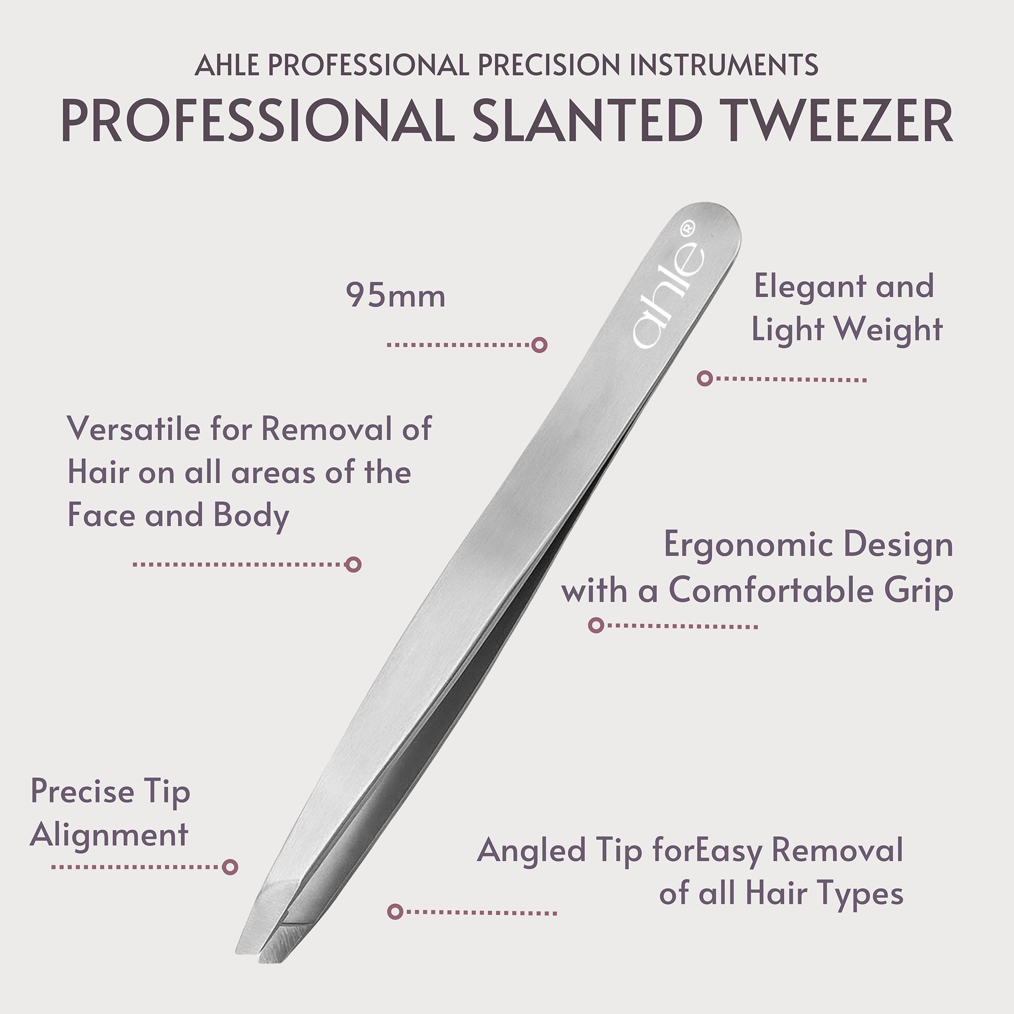 infographic image of Ultra precision slant tweezer for flawless lash extensions and detailed beauty work.