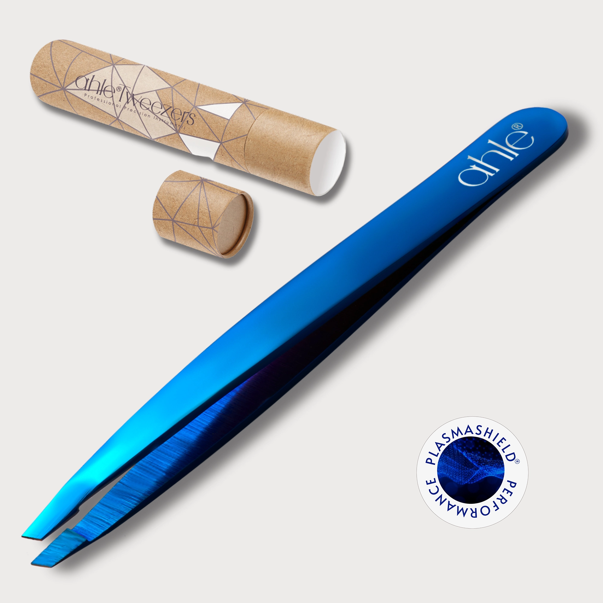 Professional slanted tweezers for precise eyebrow shaping and facial hair removal.
