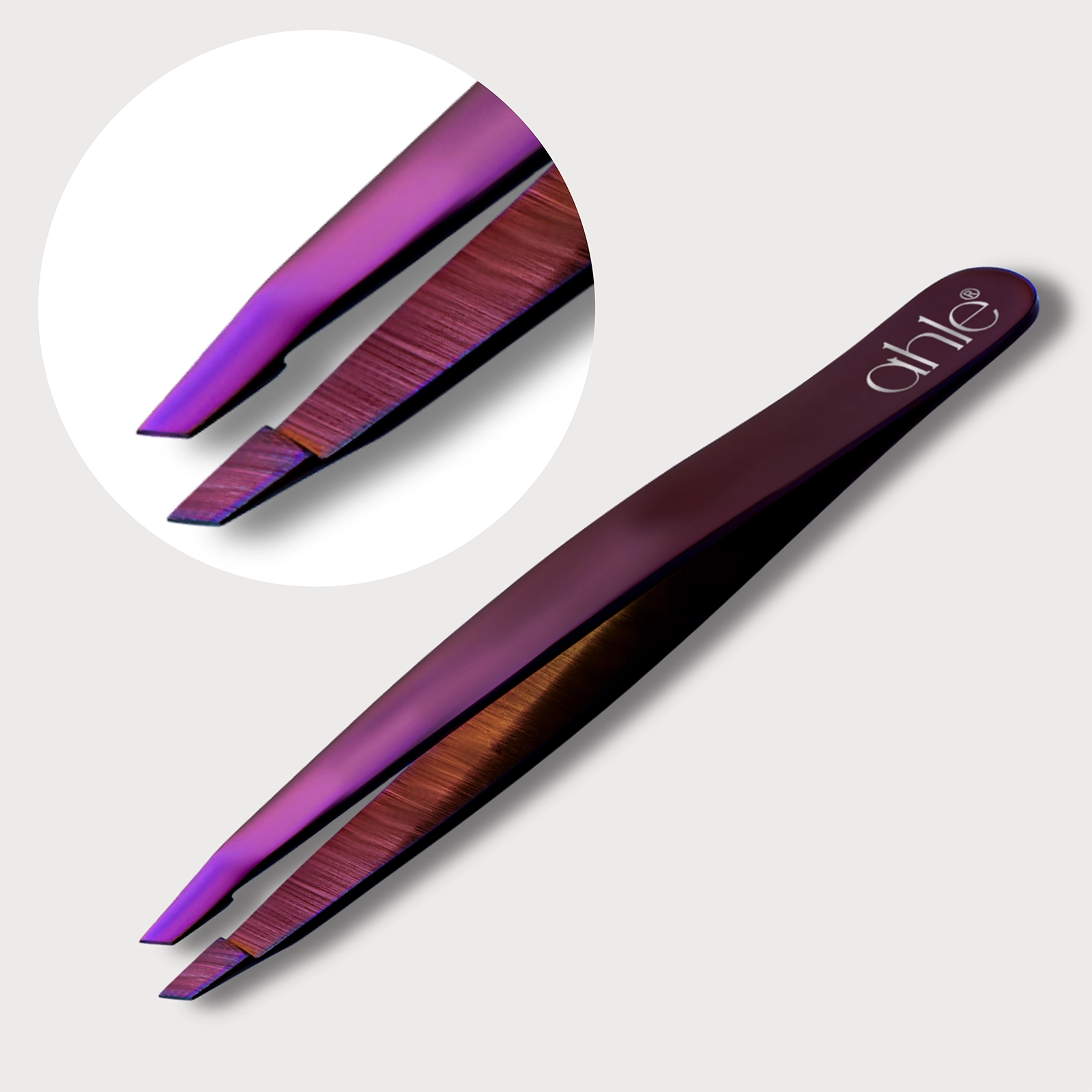 Angled slanted tip tweezers for detailed eyebrow grooming 